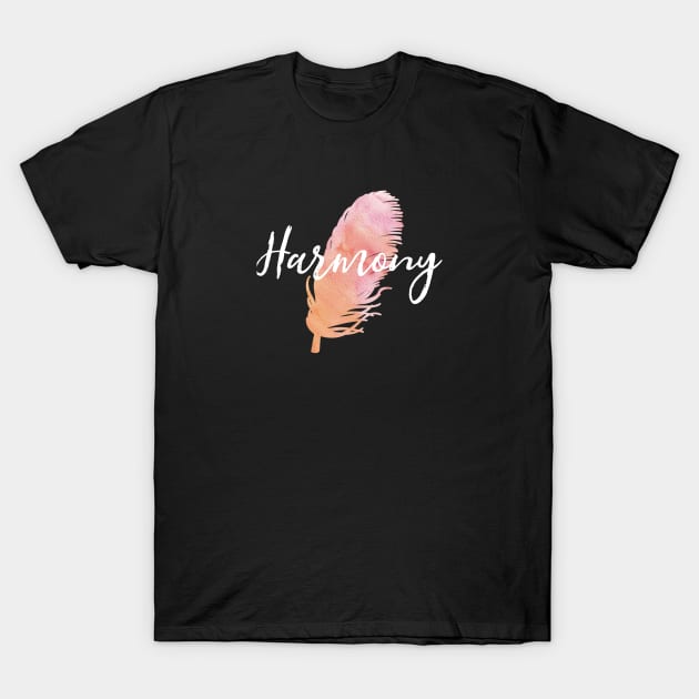 Harmony Watercolor Feather T-Shirt by jutulen